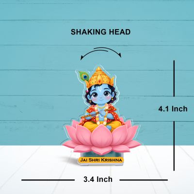 Jai Shri Krishna Bobblehead Battery Powered Moving Head Feature Decoration Items for Home Décor and Office Table Birthday Gift for Kids, Family and Friends